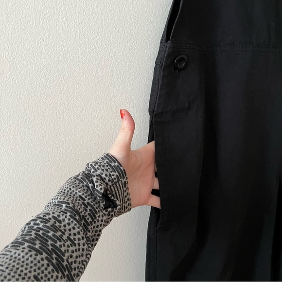 COS Barrel-Leg Cotton Dungarees in Black - Picture 4 of 9